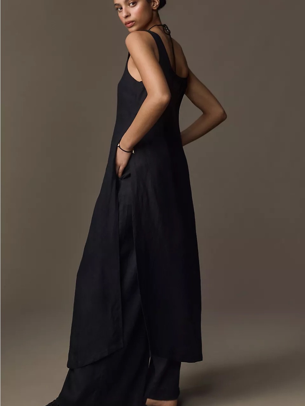 Anthropologie Black Sleeveless Longline Tunic Vest - Picture 2 of 6